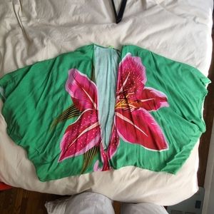 Farm Rio Open flower scarf top